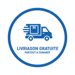 fais une simple image avec fond blanc de livraison gratuite partout à conakry qui ressemble à une expédition en camionnette comme pour les fournisseurs 